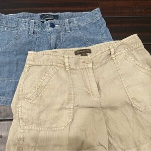 Tommy Bahama Shorts, Bundle of Two, size 4. Denim and Tan Linen Shorts